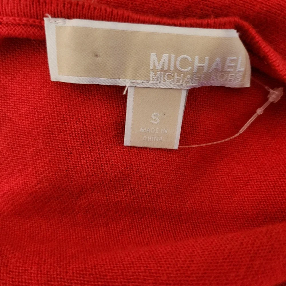 Michael Kors Womens Red Long Sleeve High Low Knit Top Size S